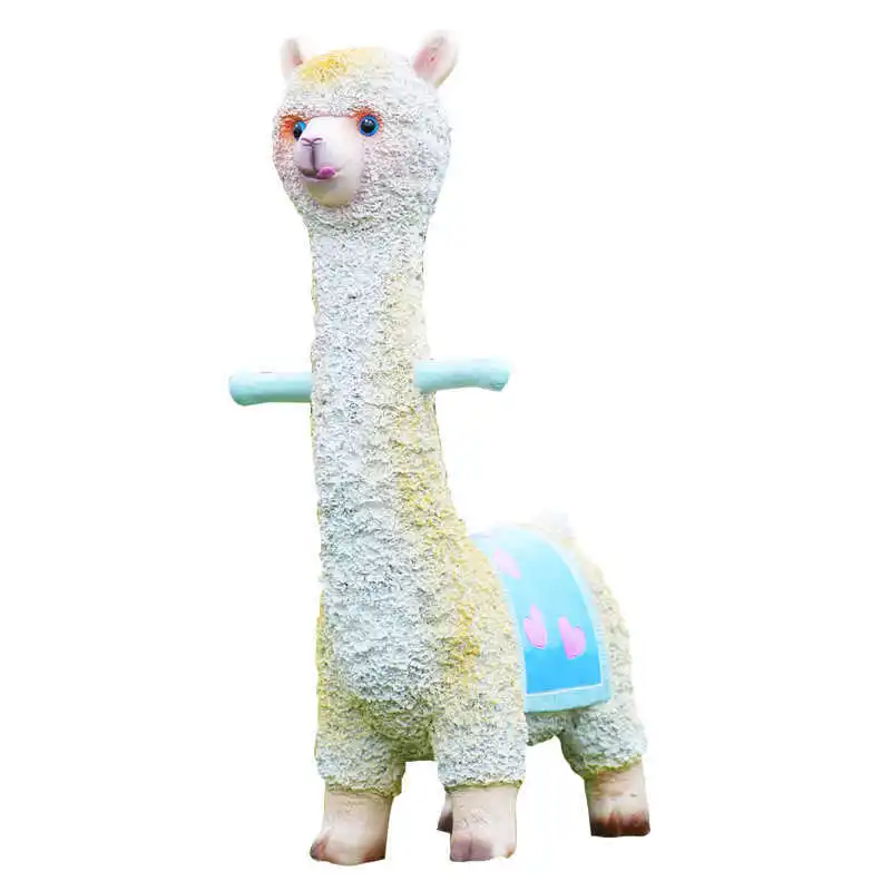 

Outdoor cartoon alpaca sculpture, fiberglass animal ornament, kindergarten, scenic spot, garden, landscape decoration