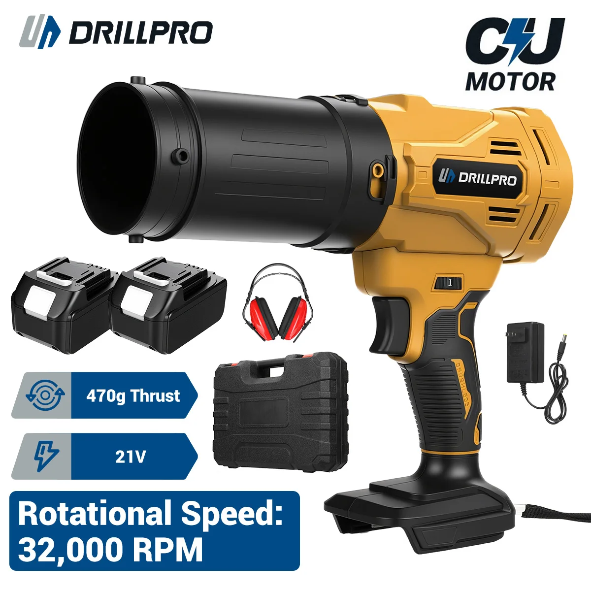 

Беспроводной электрический турбовентилятор, 2000 Вт, воздуходувка, электроинструмент для удаления пыли и снега с 2 перезаряжаемыми батареями емкостью 15000 мАч