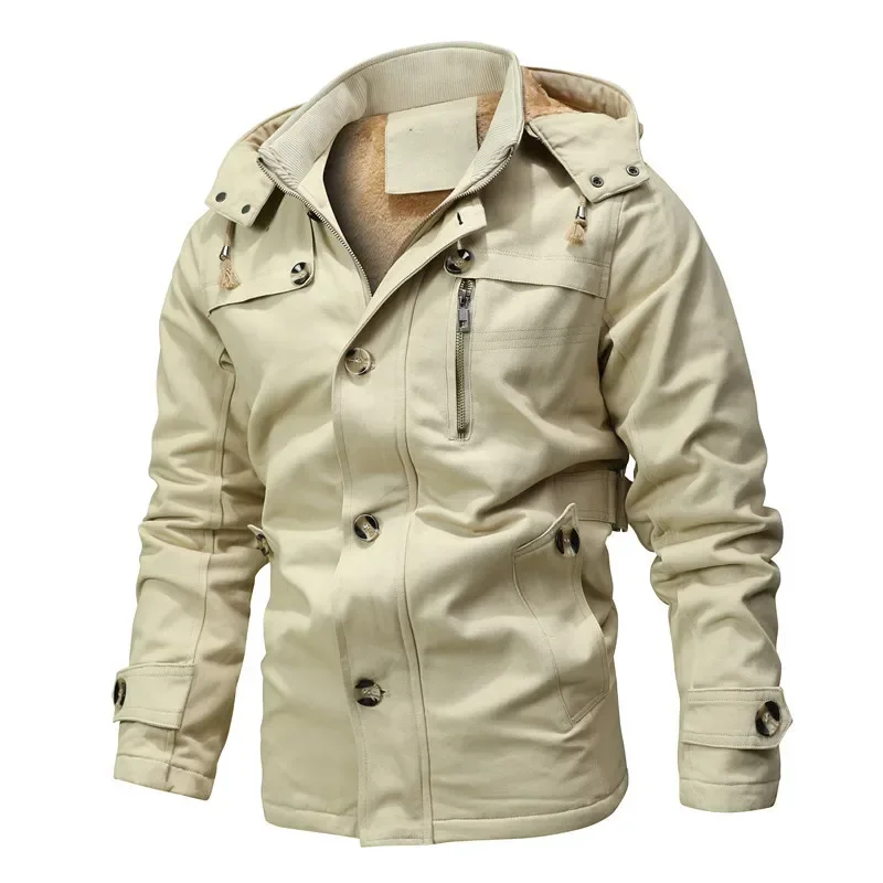 

Men's Plush Trench Coat, New Plus Size Top Men's Cross-border Coat Medium Length Coat