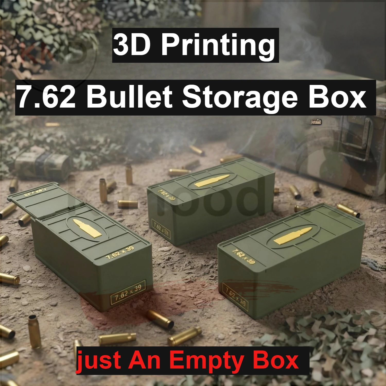 3D Printing 7.62 Bullet Storage Box, Enthusiast Desktop Gift Collection，just An Empty Box