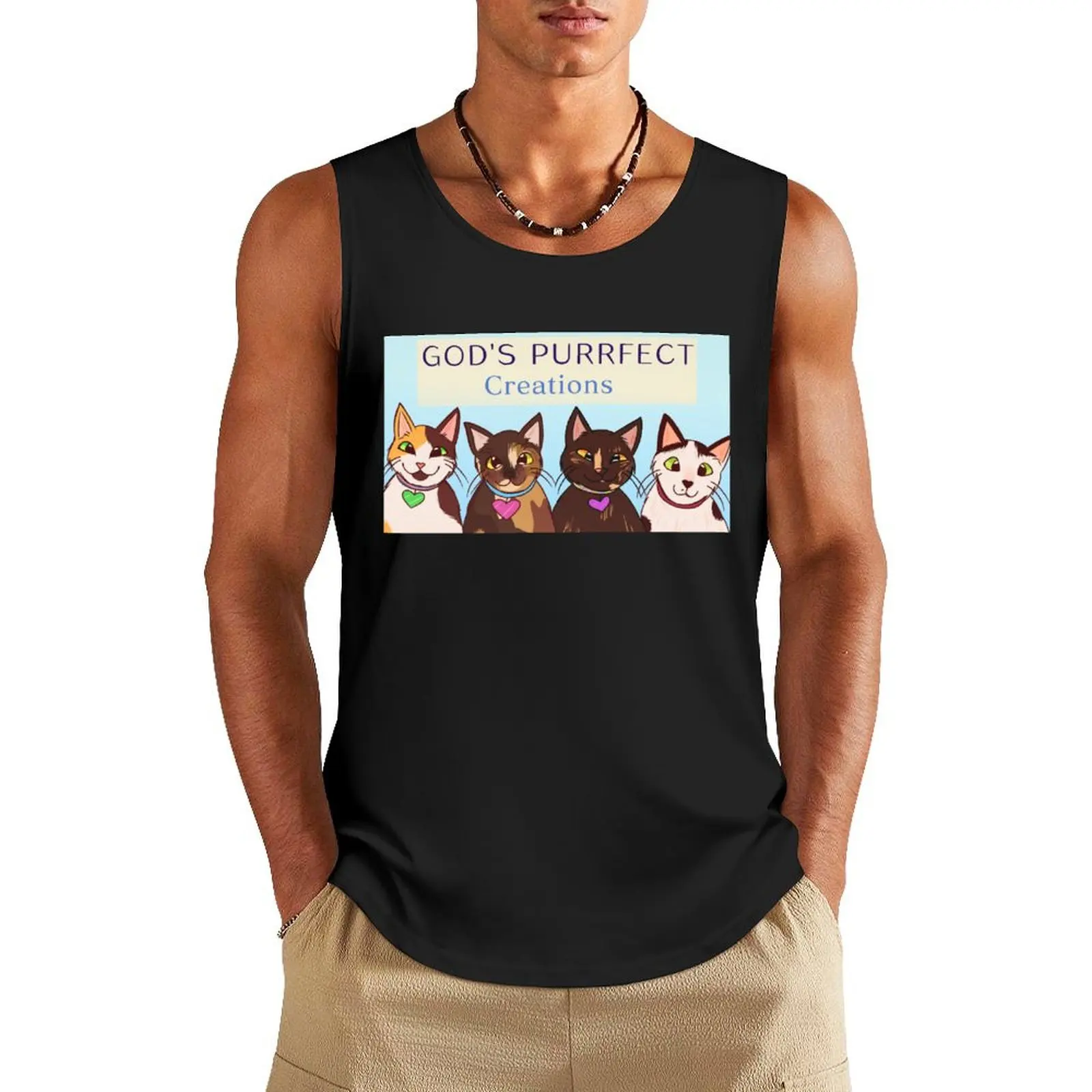 God's Purrfect Creations Tank Top gym training accessories Men's sleeveless gym shirts