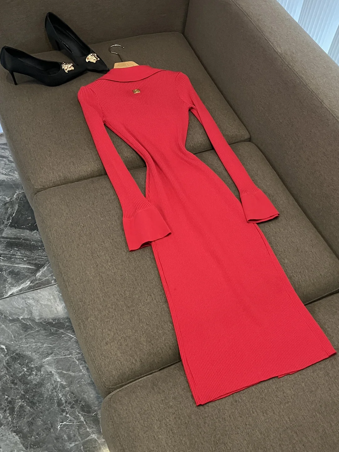 Slim Fit Tricotado Longo Dr Outono 2025 Nova Camada Base Sle Malha Dr Celebri Personali Cintura Média Saia Bodycon