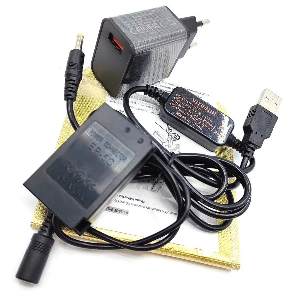 EN EL20 Dummy Battery EP-5C DC Coupler+QC 3.0 Quick Charger USB Adapter Cable For Nikon 1J1 1J2 1J3 1S1 1AW1 1V3 P1000 Camera