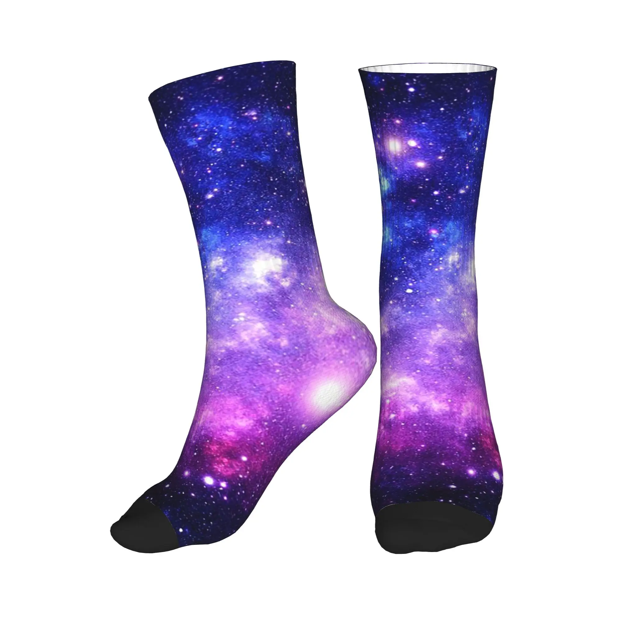 

Носки средней длины All Seasons Purple Blue Galaxy Nebula Sport, впитывающие пот, повседневные носки для мужчин и женщин