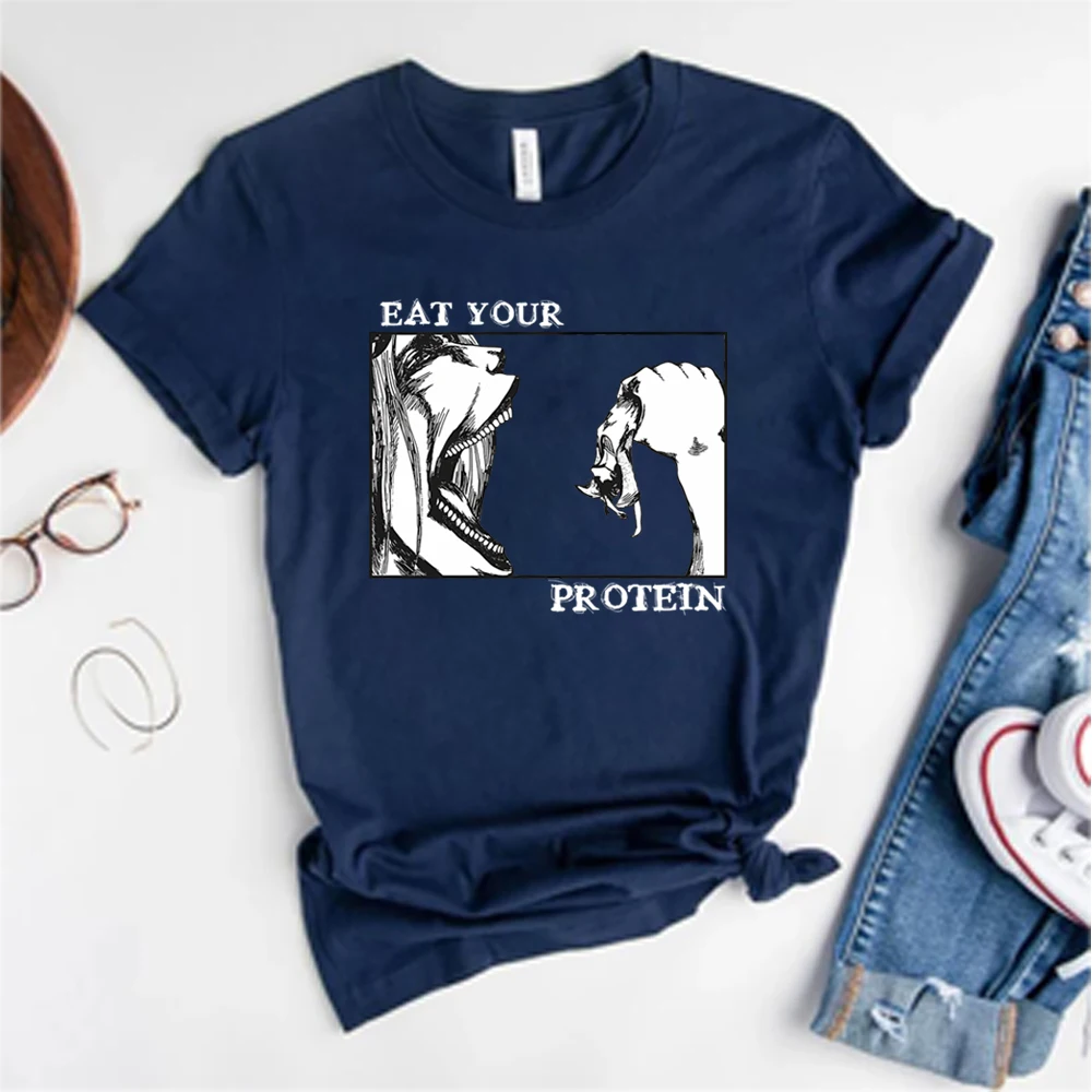 Eet Uw Eiwit T-shirt Anime T-shirt Mannen Vrouwen Zomer Korte Mouwen T-shirt Grappige Anime T-shirt Trendy Casual O-hals Tees Tops