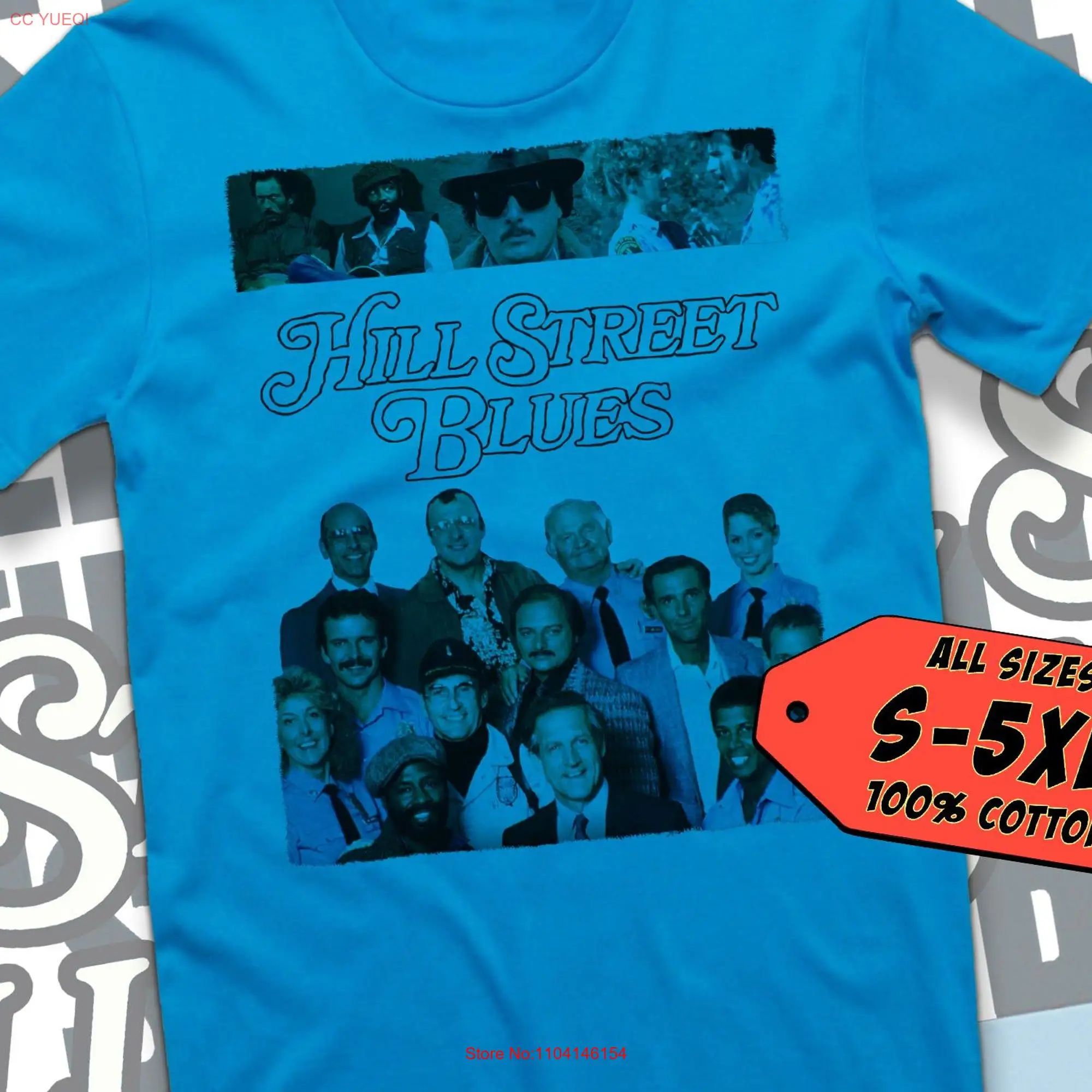 Hill Street Blues V2 T Shirt movie poster print Azure Blue Color 100 cotton all sizes S to 5XL long or short sleeves