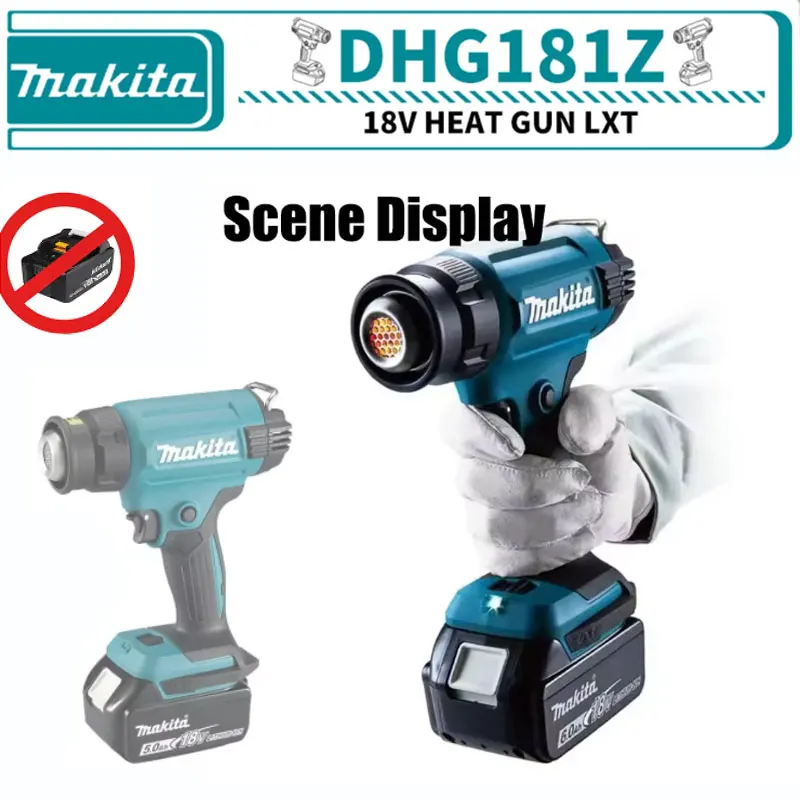 Batteria originale Makita 18V Dhg181 18V Lxt al litio 2026, utensili elettrici 150-550ºC, per film termoretraibile e adesivi trasparenti, batteria 18V