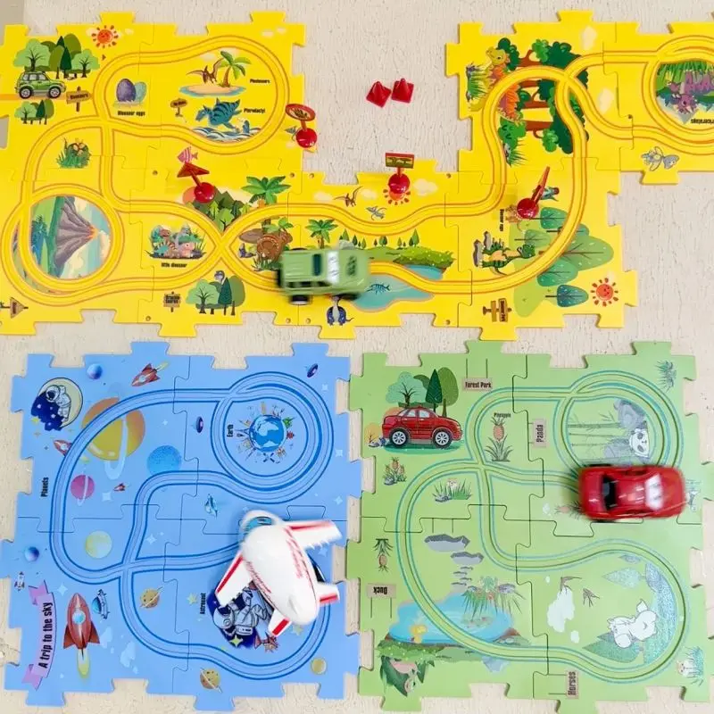 Puzzles for Kids DIY Assembly of Electric Tram Automatic Track City Scene Construction of Puzzle for Kids