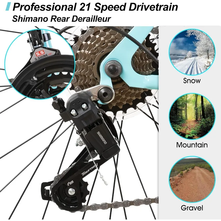 دراجة جبلية Hiland للبالغين مقاس 26 بوصة للرجال والنساء مع دراجة جبلية بإطار فولاذي عالي الكربون 21 سرعة مصممة للطرق الوعرة #5