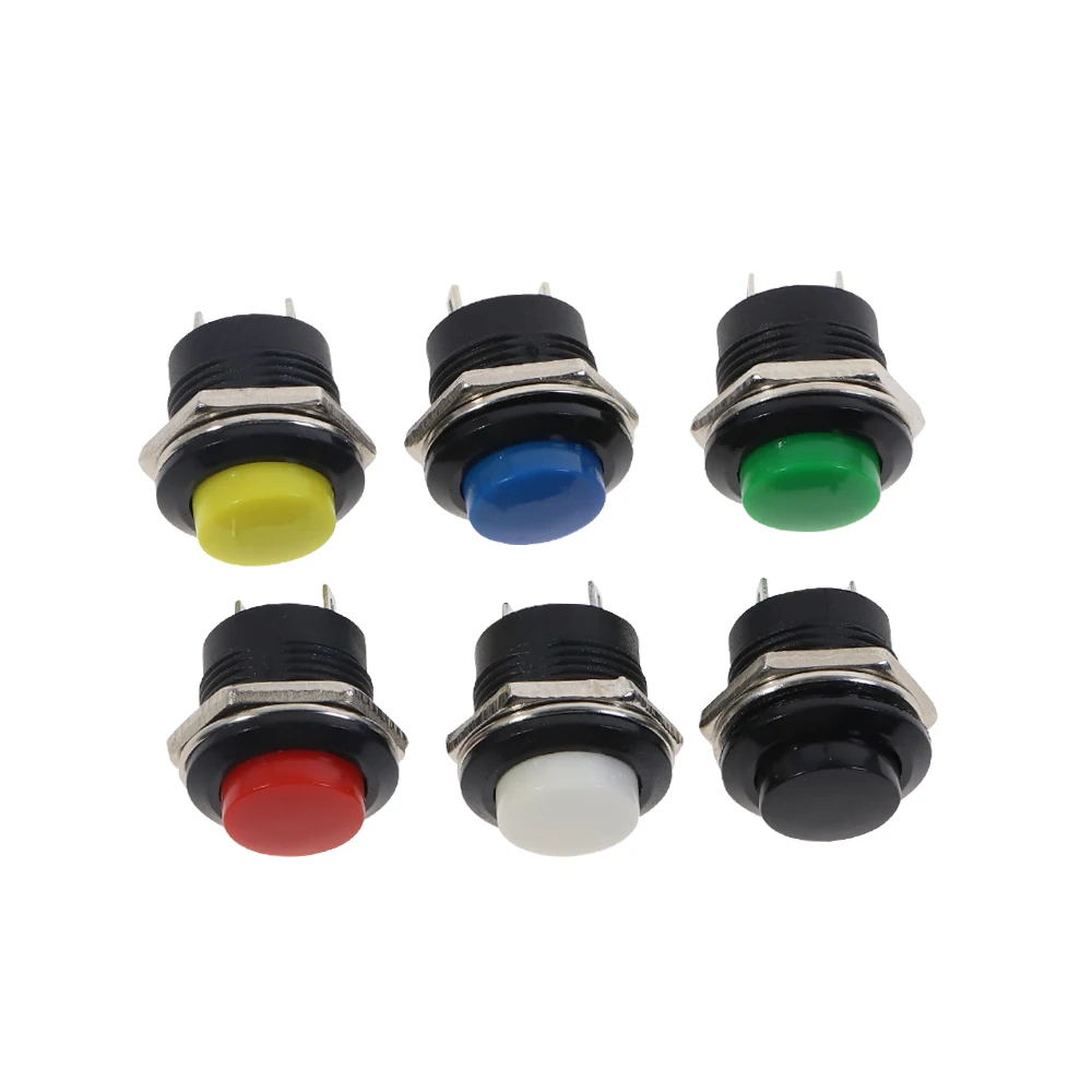 

10pcs Momentary Push Button Switch 16mm Momentary Pushbutton Switches 6A/125VAC 3A/250VAC Round Switch