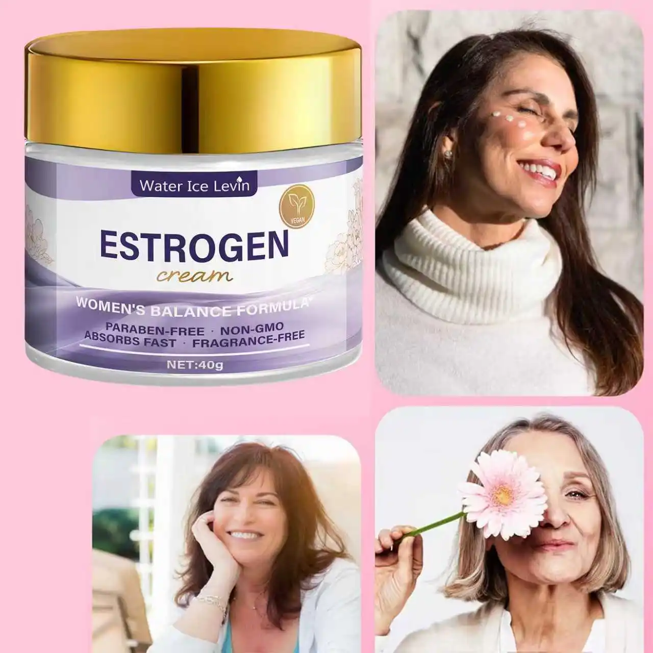 Estrogen-Creme mit Bienengif und Kollagen – intensive feuchtigkeitsspendende Gesichtsbehandlung für sanfte und selbstbewusste Haut, 60 g