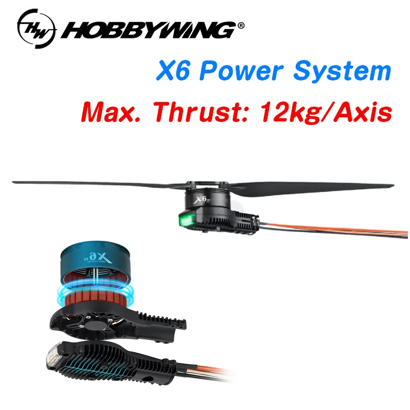 

Hobbywing X6 Agricultural UAV Engine Power System ESC 30mm Tube Adapter Combination Engine Assembly