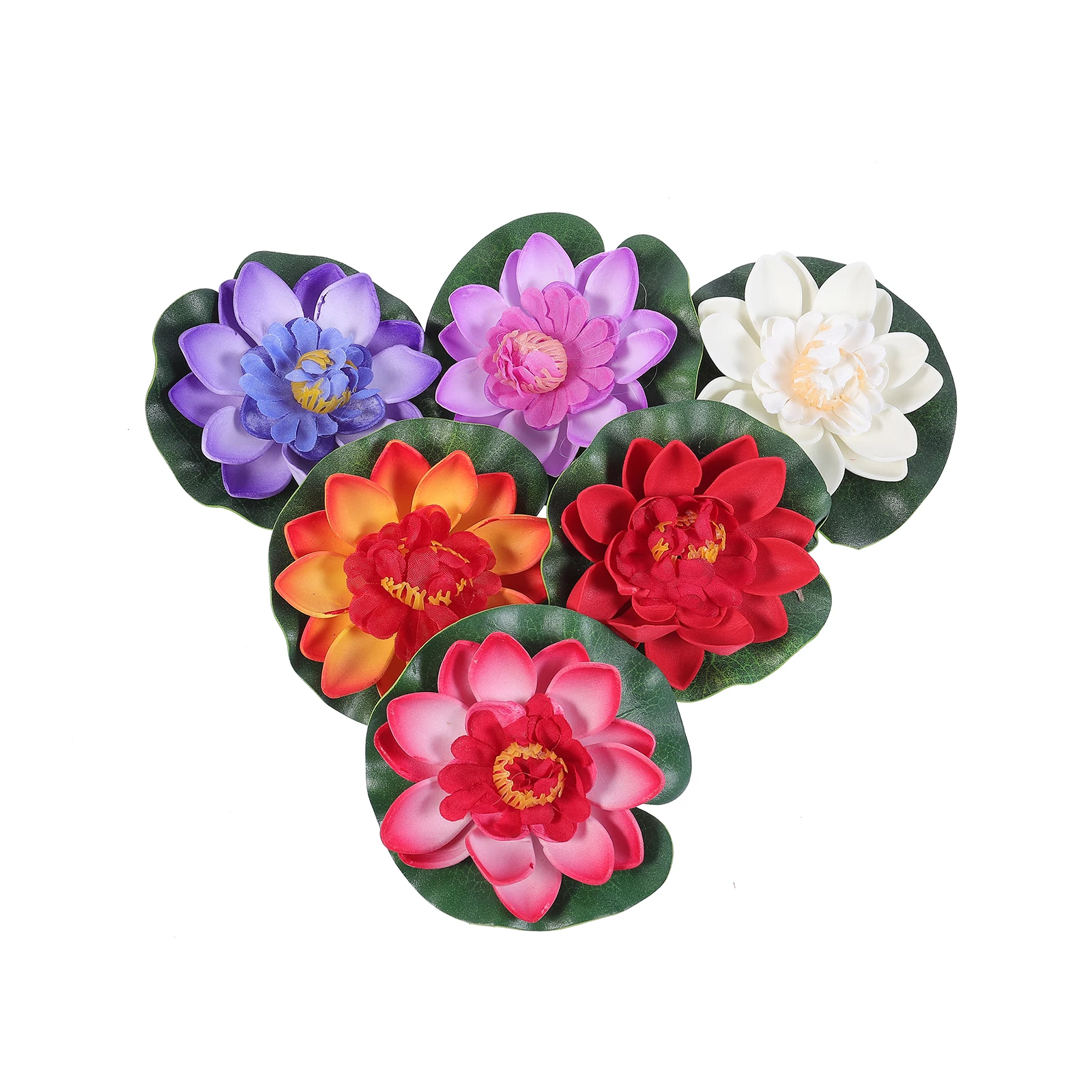 

6pcs Artificial Lotus Decoration Pond Aquarium Plastic Ornaments Lifelike Water Lily Underwater Lighting Outdoor
