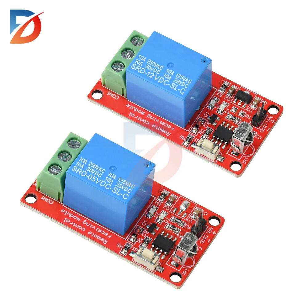 38KHz 2-Tasten-Infrarot-Fernbedienung Infrarot-Empfängermodul DC 5V 12V 1-Wege-Infrarot-Steuermodul Infrarot-Lernmodul
