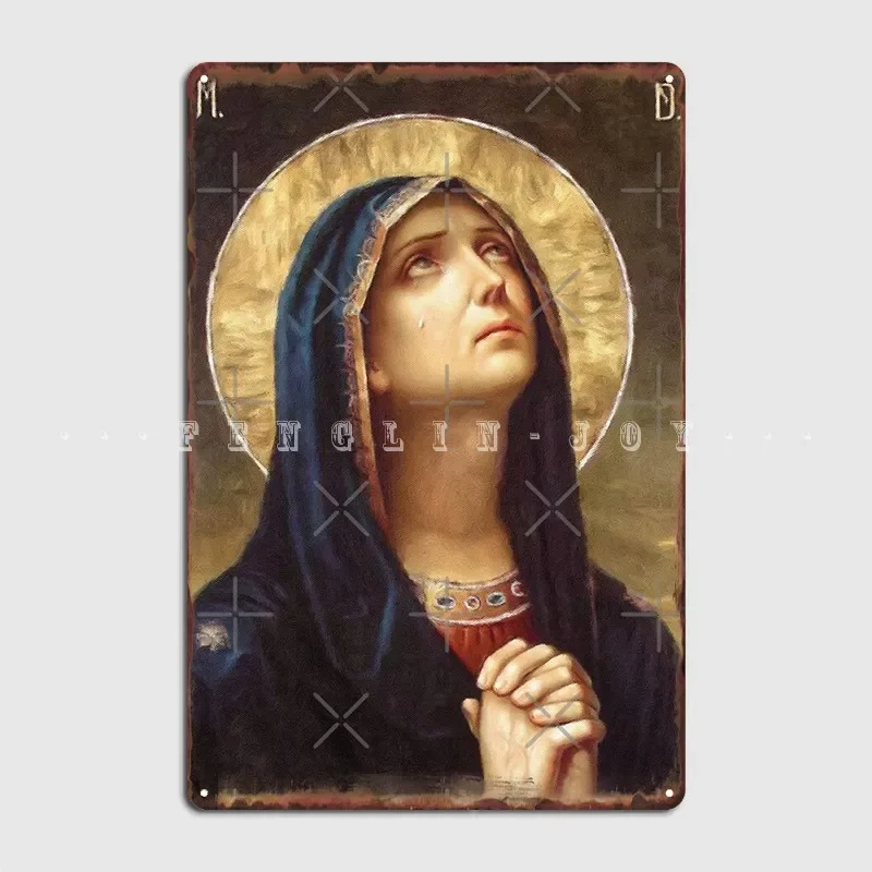 Our Lady Of Sorrows Virgin Mary Mater Dolorosa Catholic Art Metal Sign Bar Cave Custom Mural Painting Tin Sign Poster