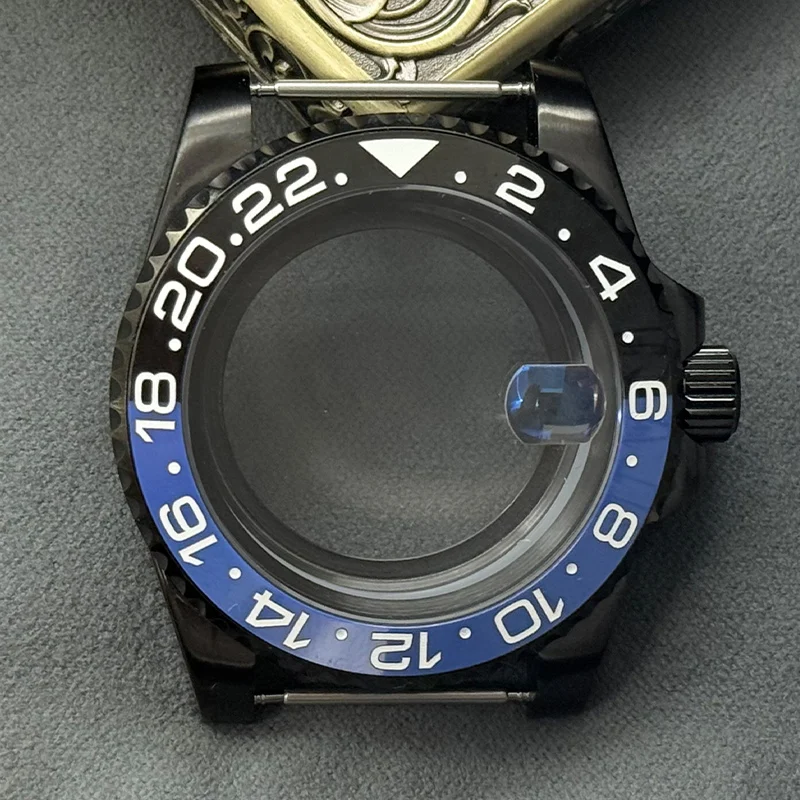 40MM sapphire glass Transparent Back Cover Black watch case fit NH36 NH35 4R 7S movement fit 28.5-29mm dial Accessories part