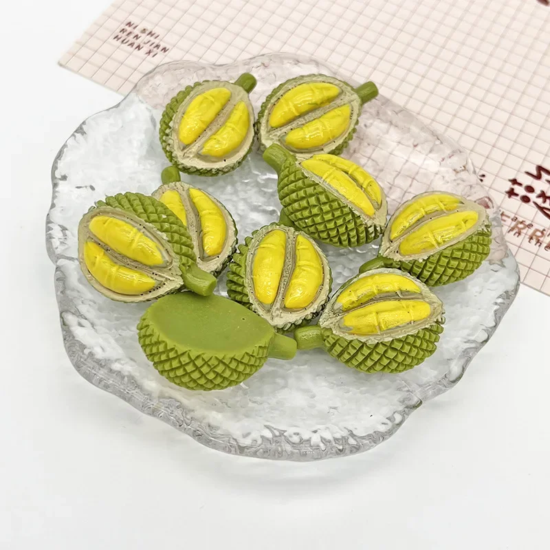 Dollhouse Mini Durian Slice Fruit Miniature Food Play Resin Scale Hand Diy Simulation Keychain Doll Accessories Home Decor