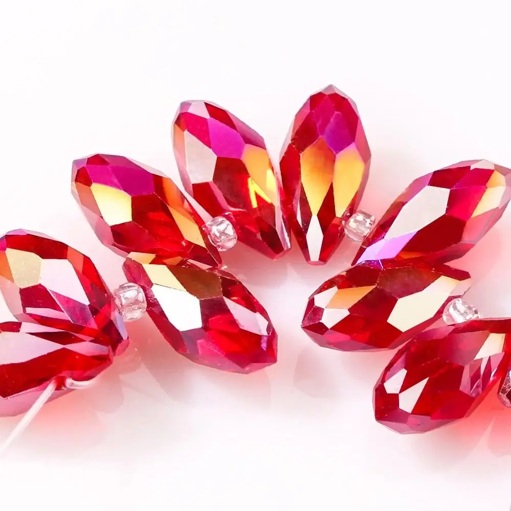 20pcs/set Glass Bead Crystal Beads New DIY Accessories Jewelry Making Teardrop Faceted Crystal Pure Color Loose Beads