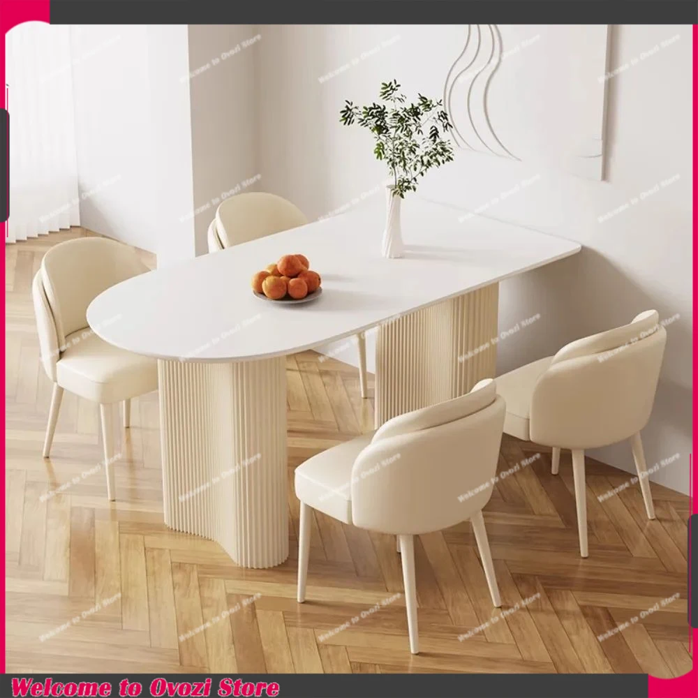 

Breakfast Waterproof Dining Table White Modern 6 Seater Minimalist Dining Tables Nordic Kitchen Comedor House Accessories