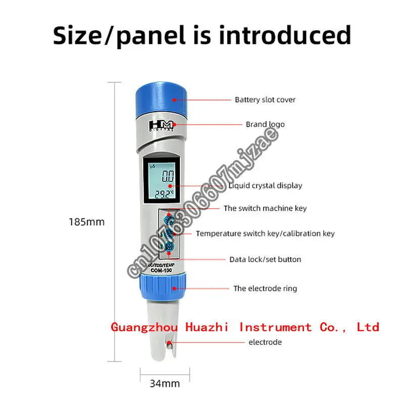 HM Digital COM-100 Water quality testing pen TDS temperature test pen Conductivity meter