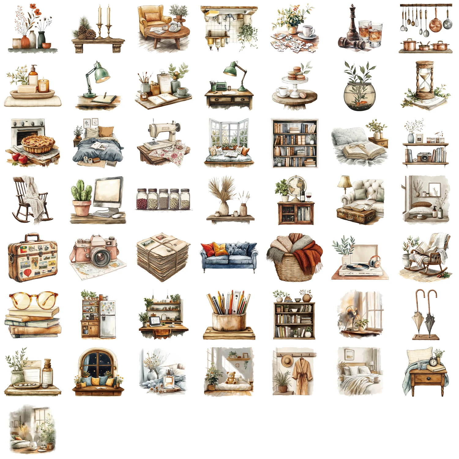 50pcs Home Art PET Graffiti Stickers Suitable for Decorative Phone Cases, Water Cup, Guitars, Creative Waterproof Gift Decal