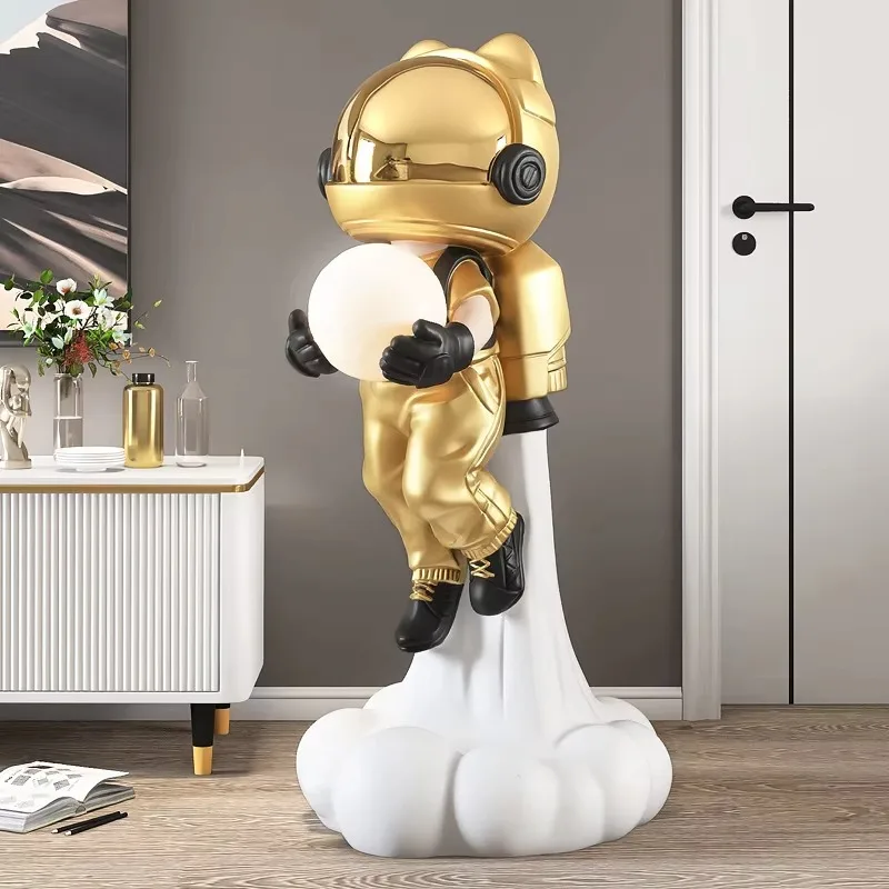 Custom Astronaut Landing Creative Decoration Living Room Tv Cabinet Home Night Light Ornaments Astronaut Housewarming Gift