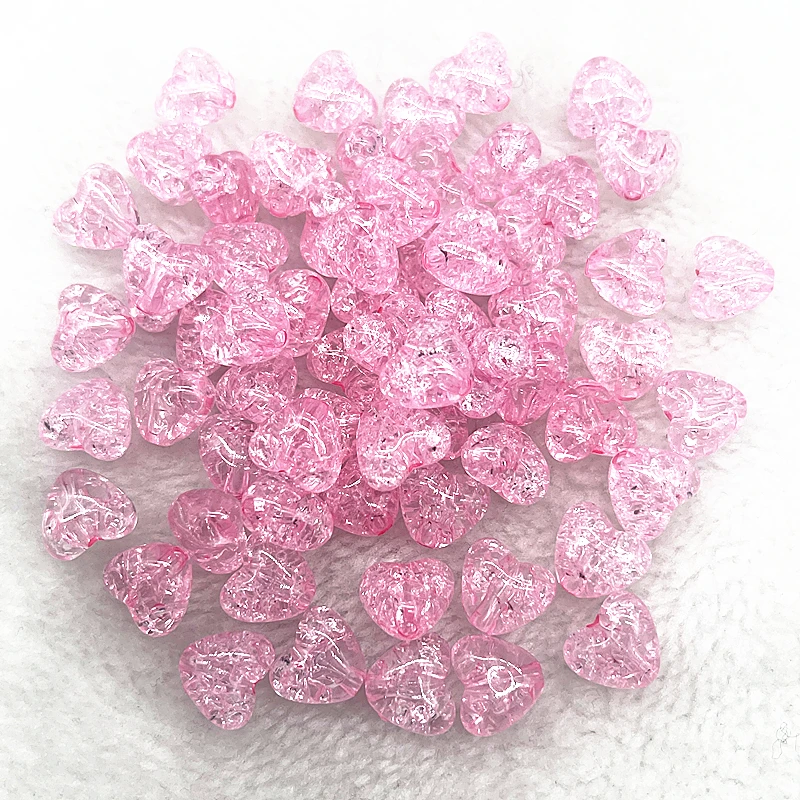 30pcs 10mm Heart Shape Acrylic Crackle Beads Loose Spacer Beads for Jewelry Making Diy Handmade Bracelets Earrings Accessories