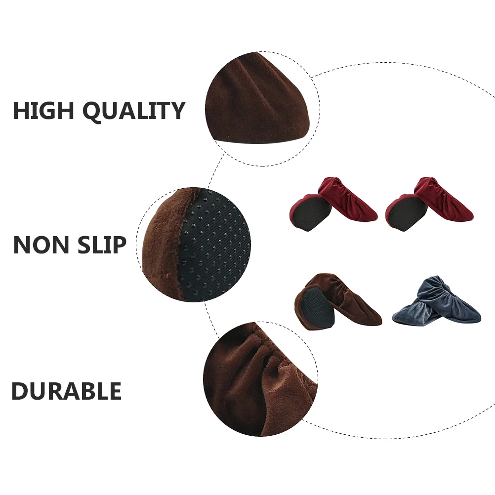 

4pcs Lint Shoe Covers Thickened Non-Slip Sole Crystal Material Reusable Dustproof Floor Protector For Home Dorm Use