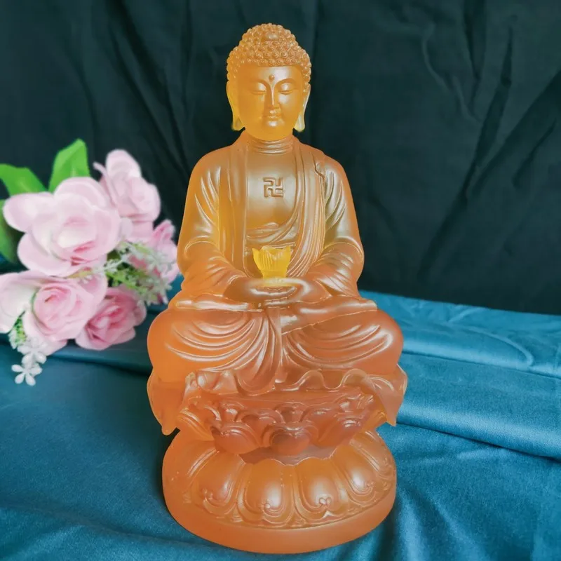 Direct sales from the water-glazed glass manufacturer: Glazed Medicine Buddha statue ornaments for worship in temples and Buddhi