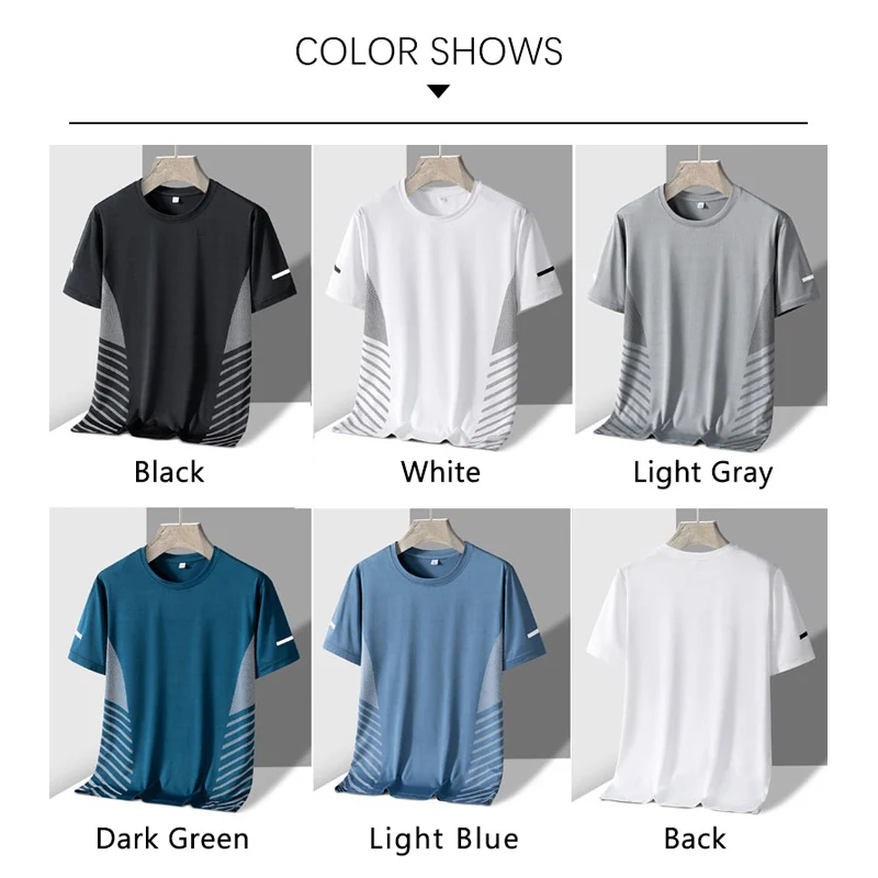 TFETTERS Summer Quick Drying Print Oversized T Shirt Men Like Ice Silk Short Sleeve O-neck Sport Running Tops Tee for Man