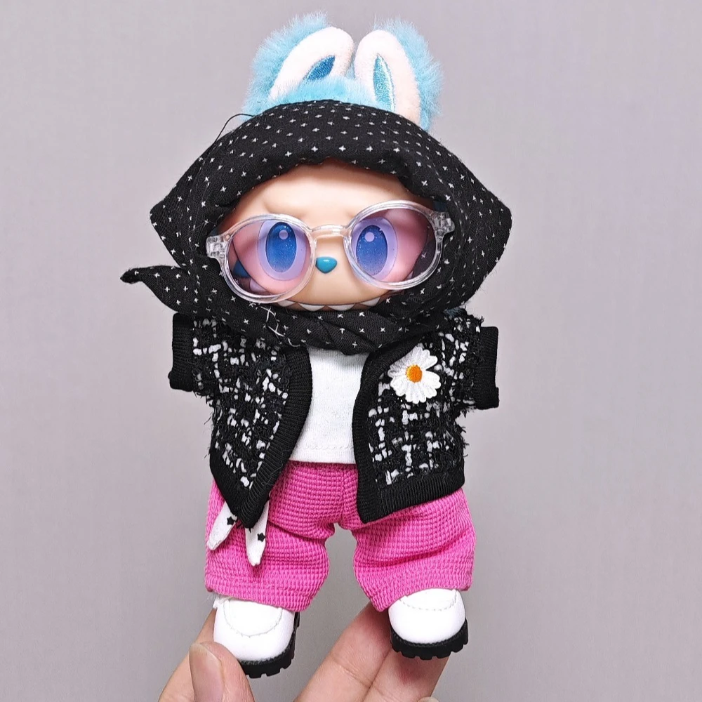 

For Labubu New G-Dragon ZOA Airport Wind Headscarf Set Labubu Doll 1-3 Generation 17cm Clothes(Doll Included)
