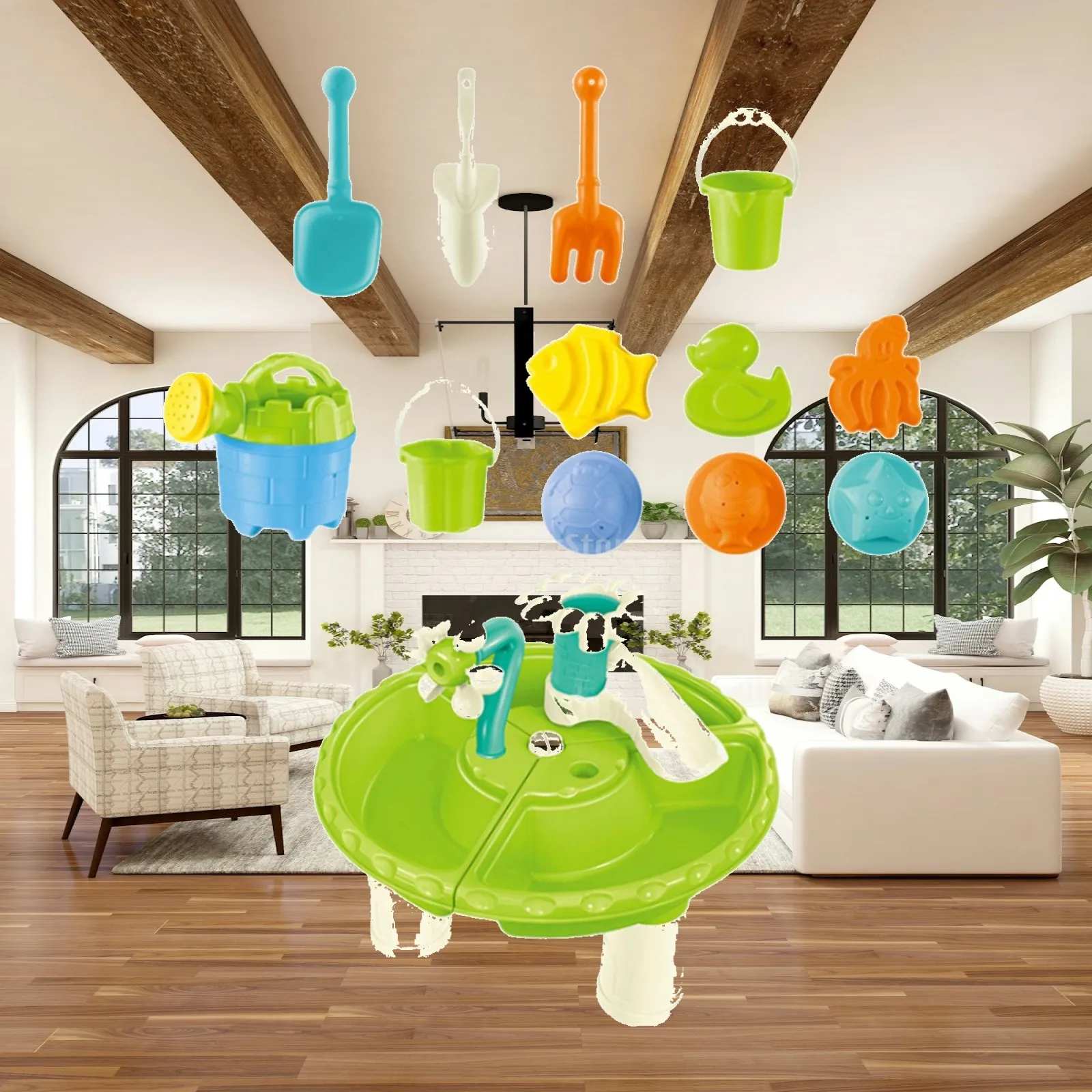 13Pcs Kids Beach Summer Toys Multicolor Beach Toy Sand Water Table kid water Table for Outdoor Backyard Indoor Toddlers