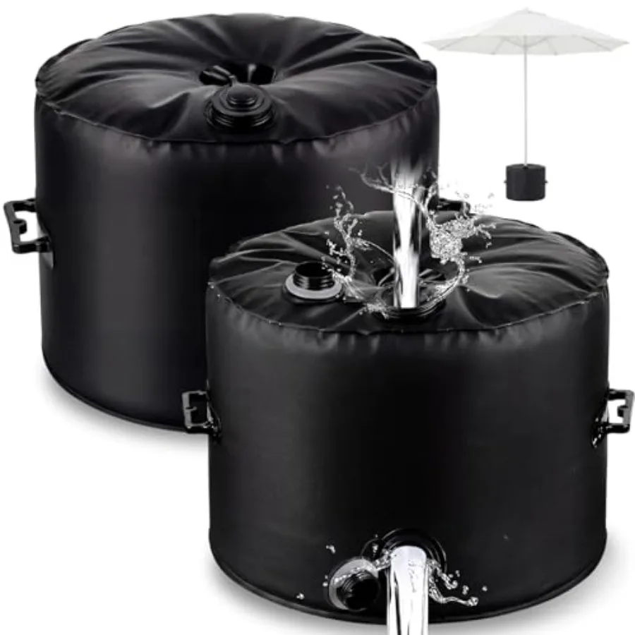 

Novabright 100Lb Umbrella Base Weight Water Bag Set of 2 Fillable Water Bags Capacity of 90 Pounds Leak Proof Weight Base for M
