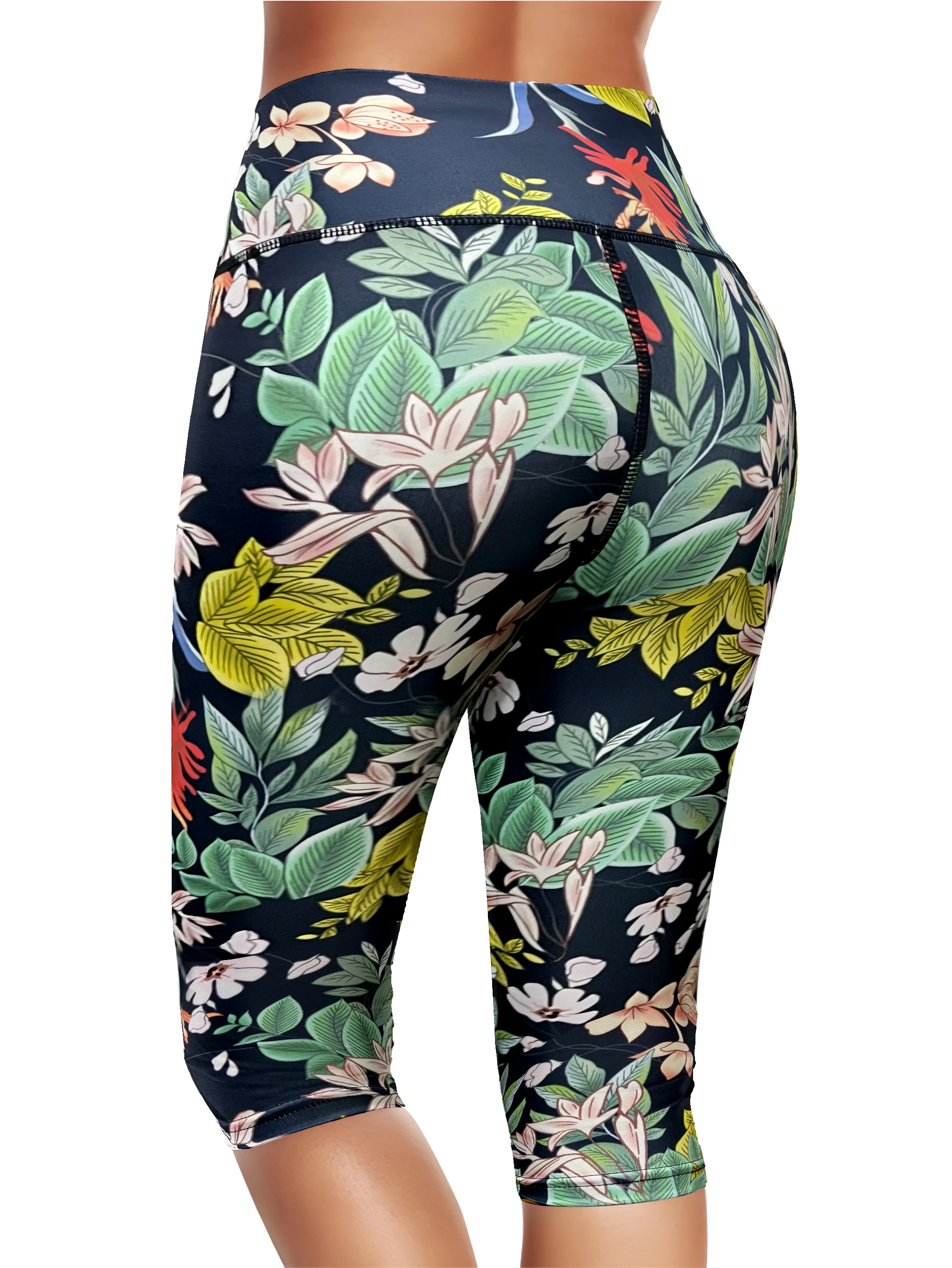 Floral Printing Yoga Base Pants Women\'s Fitness Running High Waist Hip Pants Running Sports Fitness Fast Dry Sports Pants