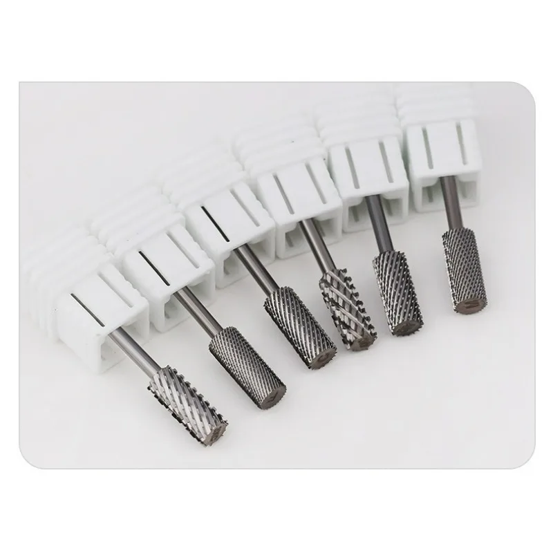 Broca de carburo para uñas, cortadores rotativos para manicura, accesorios para uñas, herramienta de corte de fresado para eliminación de Gel, brocas para uñas de barril HYTOOS de 3/32"