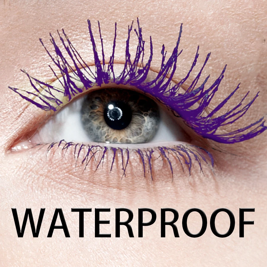 Kleur Mascara Dikke Krul Waterproof Wimpermascara Natuurlijk Langdurig Wimpermasker Cosmetisch Blauw Paars Oogmake-up in de aanbieding