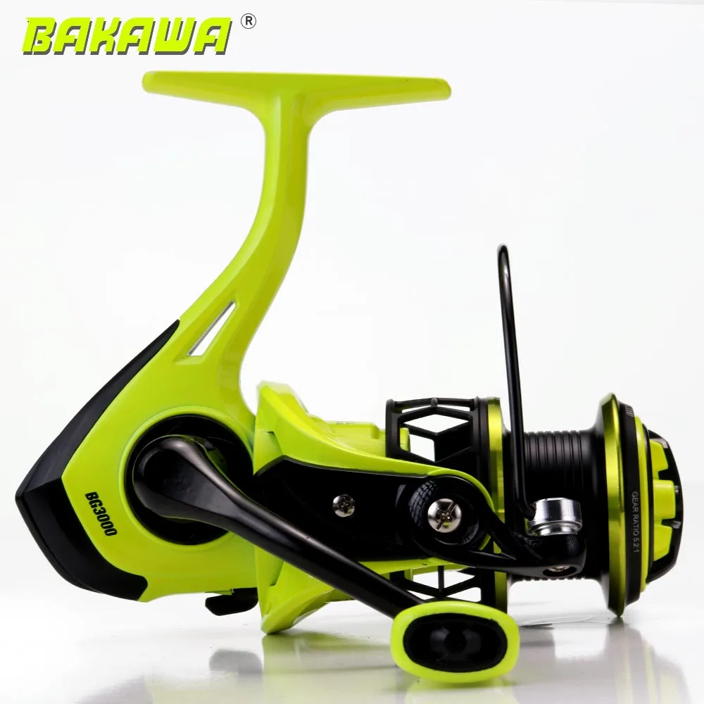 BAKAWA 1000/2000/3000 Serie Spinning Angelrolle 5,2:1 Übersetzungsverhältnis Karpfenrad Salzwasser Süßwasser Pesca Langlebige Angelwerkzeuge