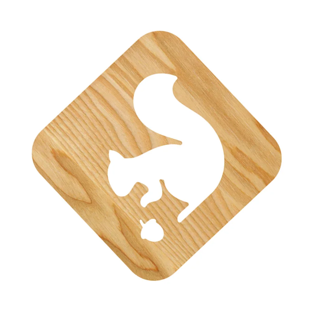 

3D Squirrel Night Light Wooden Led Lamp Carved Square Hollow Design Warm Yellow Bedroom Decorative Light For Home Cafe Bar Gift