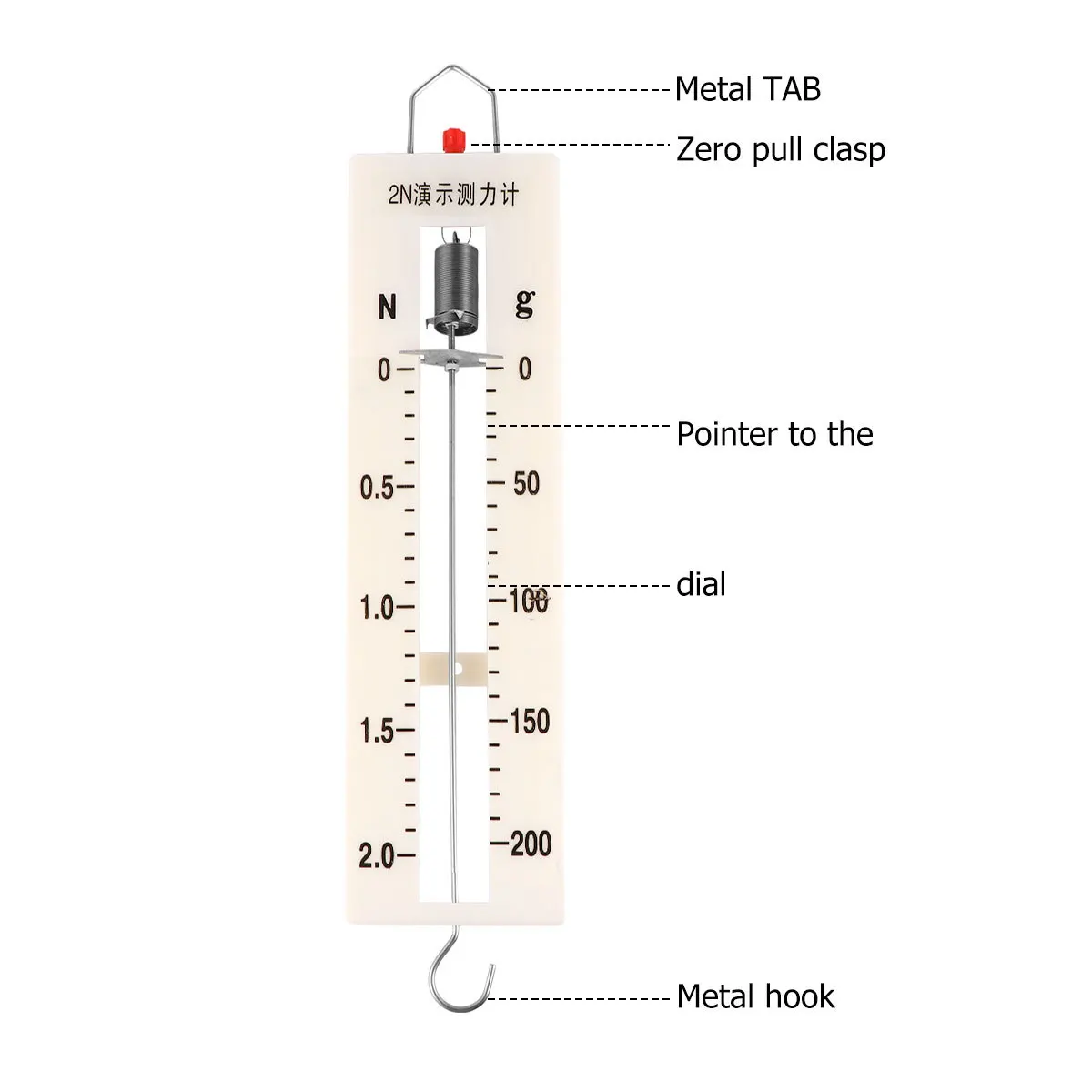 1Pcs Spring Dynomometer Physics Teaching Tool Two Scale Durable High Strength Laboratory Experiments Apparatus