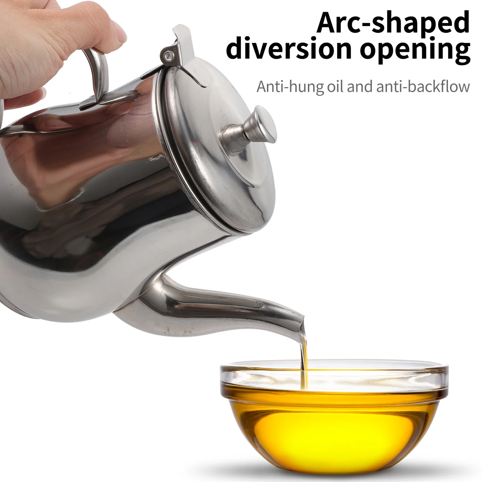 Stainless Steel Oil Pot Bottle Grease Can Strainer Wrench Dispenser Practical Container Kitchen Storage