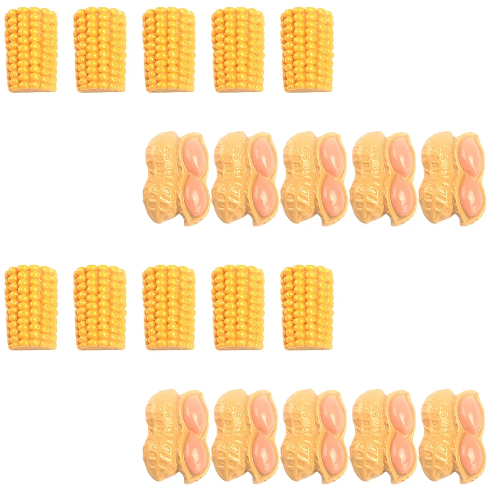 

20Pcs Corn Peanut Keychain Fake Food Artificial Simulated Realistic Plastic Decorative Photography Prop DIY Making Accessories