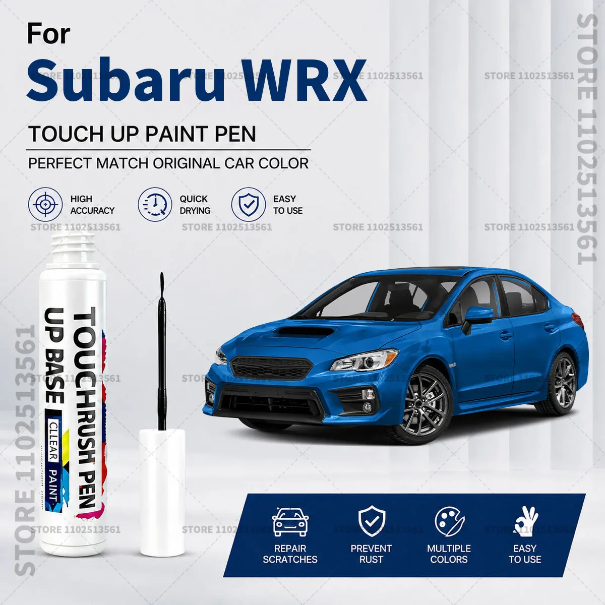 For Subaru WRX White Blue Car Paint Repair Pen Touch Up Paint Brush Scratch Remover for Deep Scratches Stone Chips and Marks