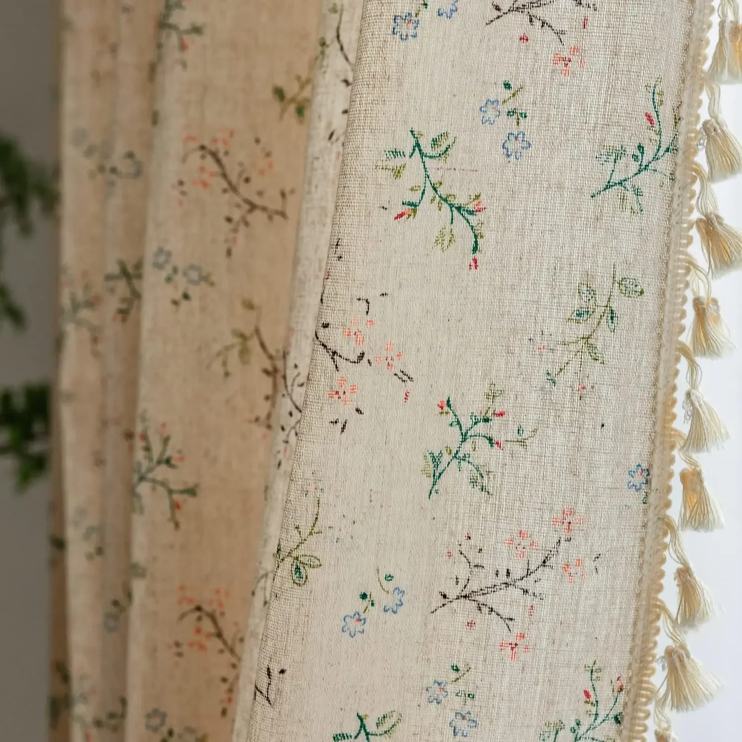 

Floral Bedroom Curtains 84 Inch Length 4 Panels Set Farmhouse Semi Sheer Living Room Drapes Cotton Linen Blend Bohemian Window C
