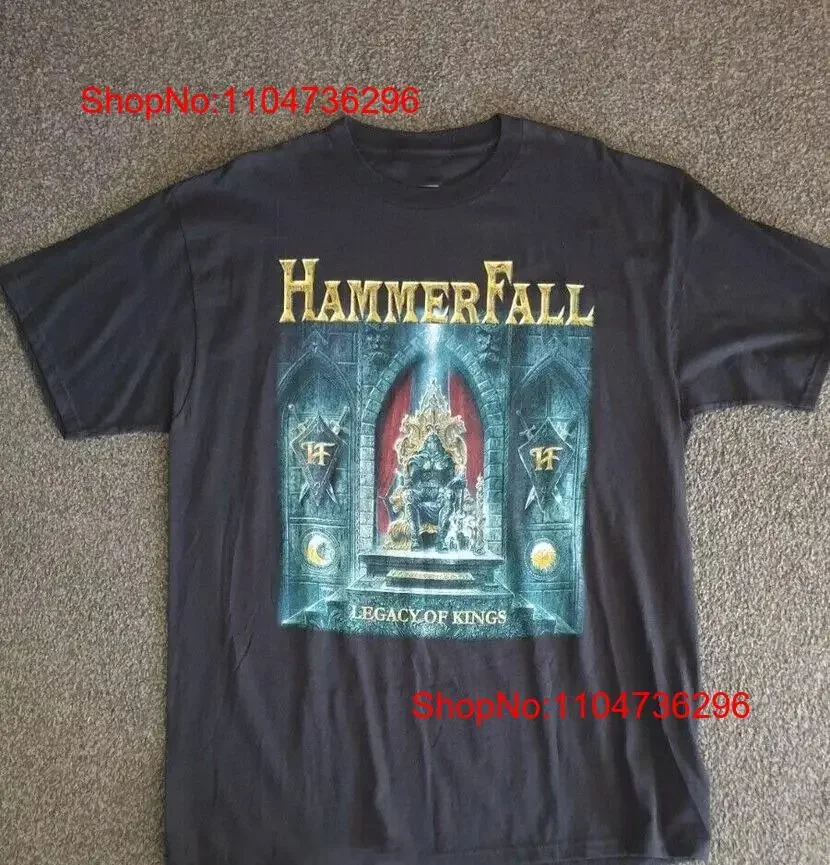 

HAMMERFALL Legend of Kings Черная футболка всех размеров AM477, винтажный потертый модный растягивающийся топ для повседневной носки унисекс