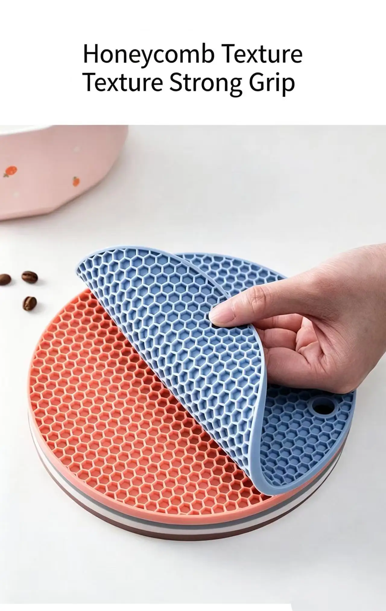3Pcs Random Nordic Silicone Trivet Honeycomb Non-slip Heat Resistant Pot Coaster Kitchen Table Insulation Pad Easy Clean