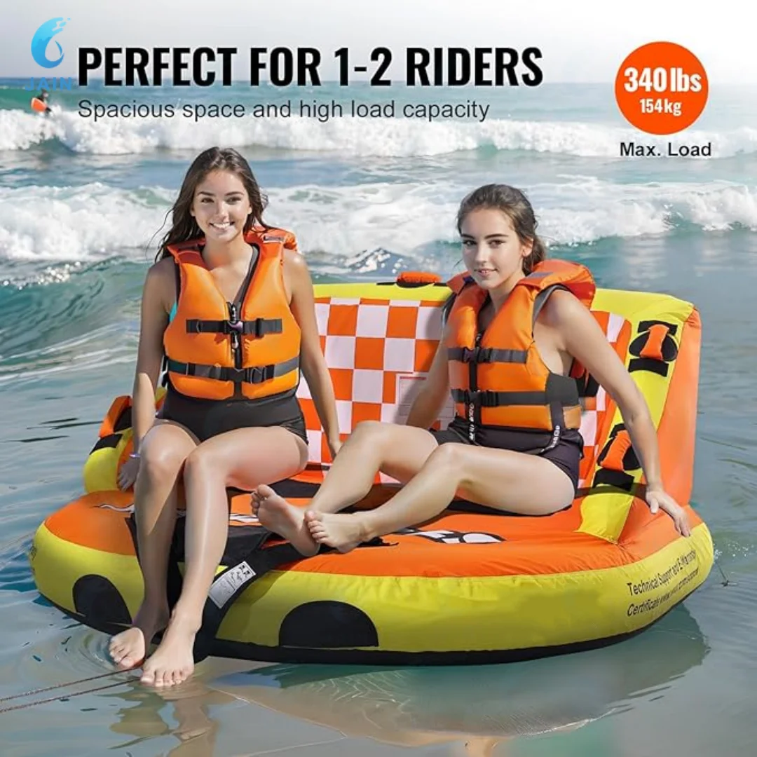 JAIN Mable Inflatable Towel Tube, 1-4 Rider Models, Dual Tow Points, Full Nylon Cover, EVA Foam Pads, Patented Speed Valve