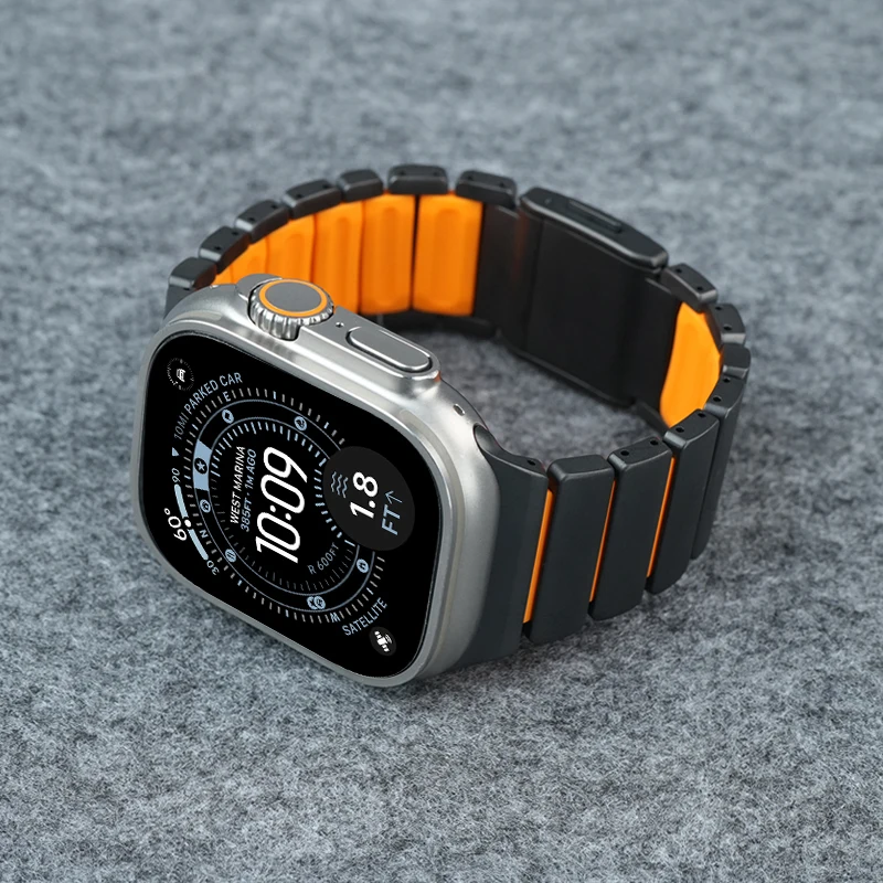 

Магнитный титановый ремешок для Apple Watch Ultra 3 2 ремешка 49 мм 44 мм 45 мм 46 мм Силиконовый браслет iWatch серии 11 10 9 8 7 6 5 SE 3