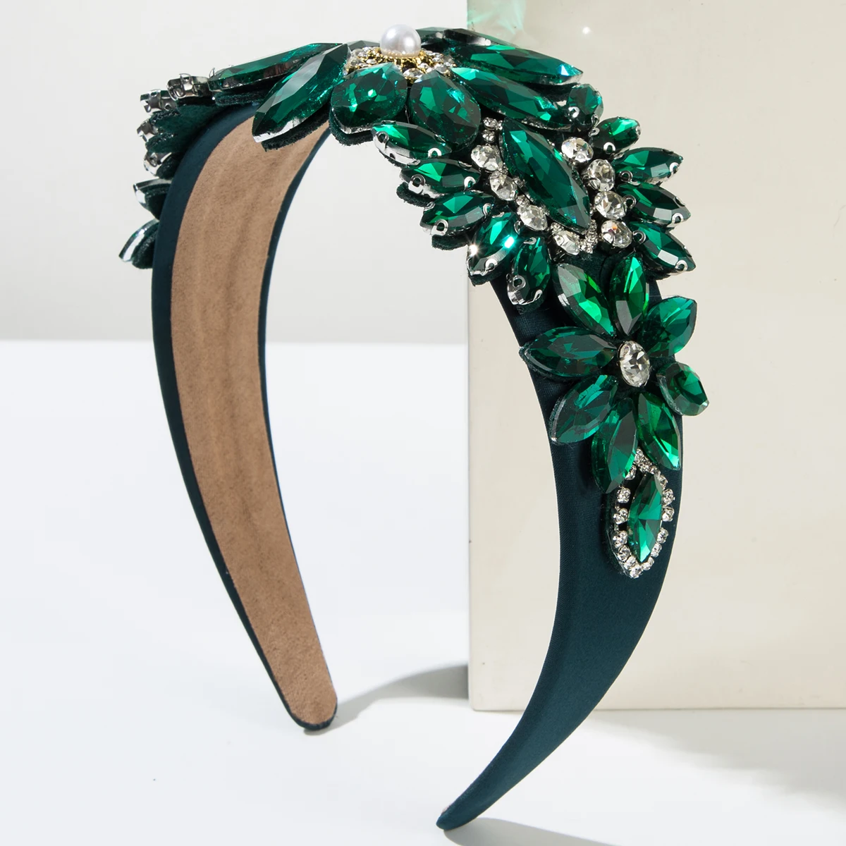 New Flower Headband For Women Baroque Style With Glass Diamonds Retro Wide Edge Headband Cross-border Hair Accessories Wholesale