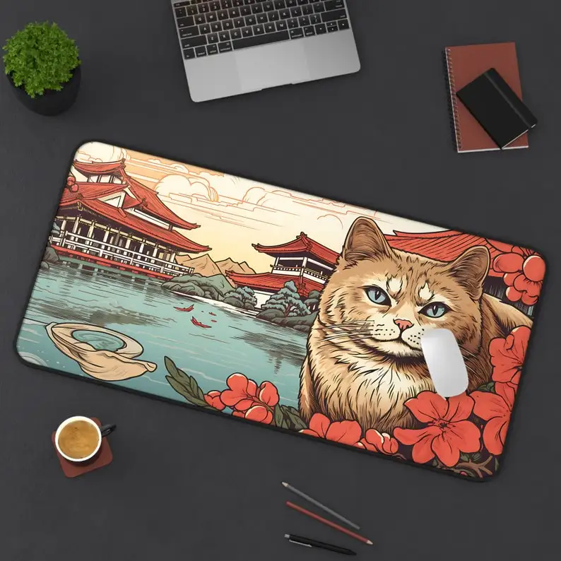 かわいい猫のマウスパッド、滑り止め防水ゲーミングマウスパッド、オフィスゲーミングデスクデコレーションマット、友人へのギフトに最適です。