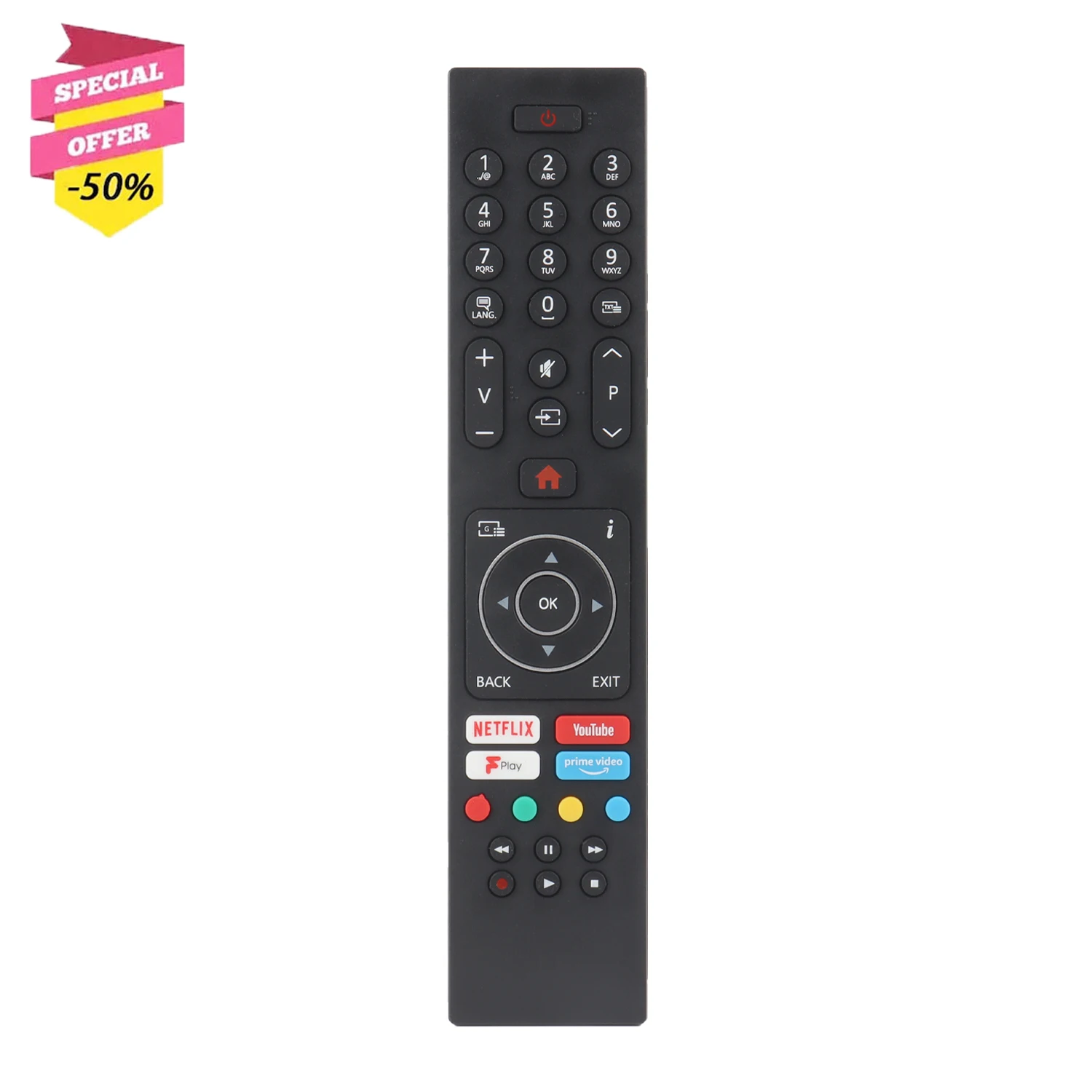 New RC43137P Remote Control Compatible With Bush Digihome Smart LED HDTV TV with Netflix YouTube Play Primevideo Buttons